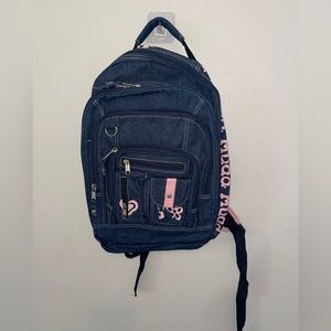 Blue and Pink Denim Backpack Mudd Backpack